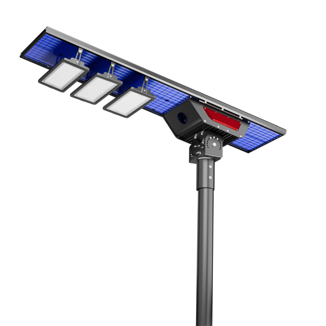 Double-side solar panel All in one solar LED street light 30w-150w LiFePO4 battery
